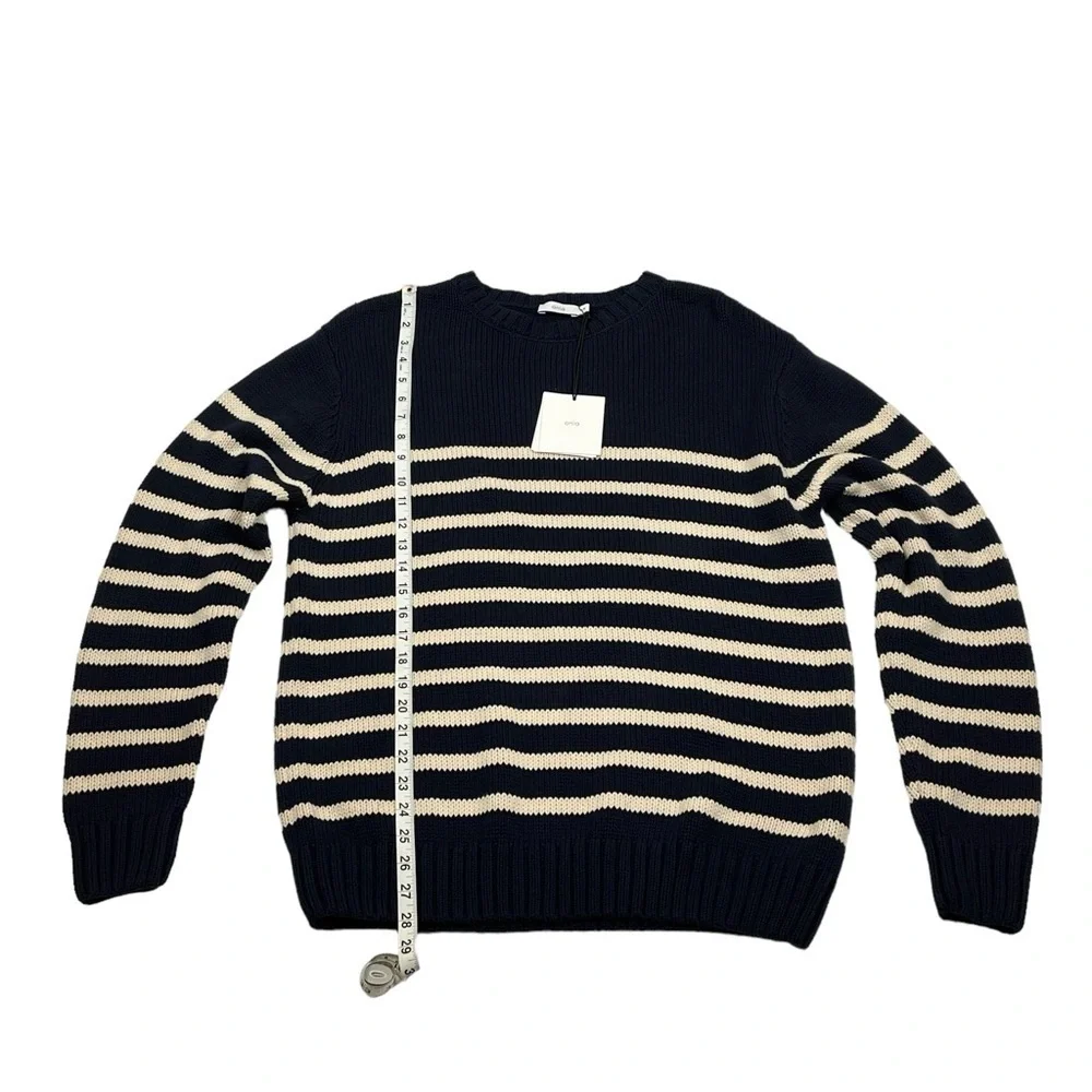 Onia Men's Boatneck Sweater Navy Striped Size M